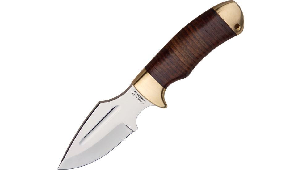 Down Under Bushmate Fixed Blade Knife,4in,Polished 440C Stainless Blade,Brown Leather Wrapped Handle DUKBM