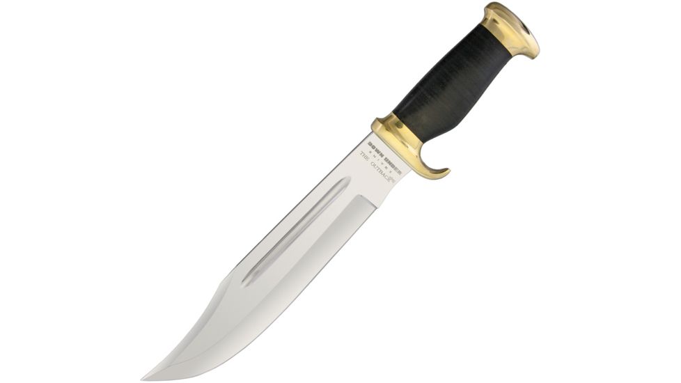 Down Under Outback Eclipse Fixed Blade Knife, 11in, 1095 Carbon Steel, Standard Edge, Mirror Polish, Black Leather Handle DUKCDE