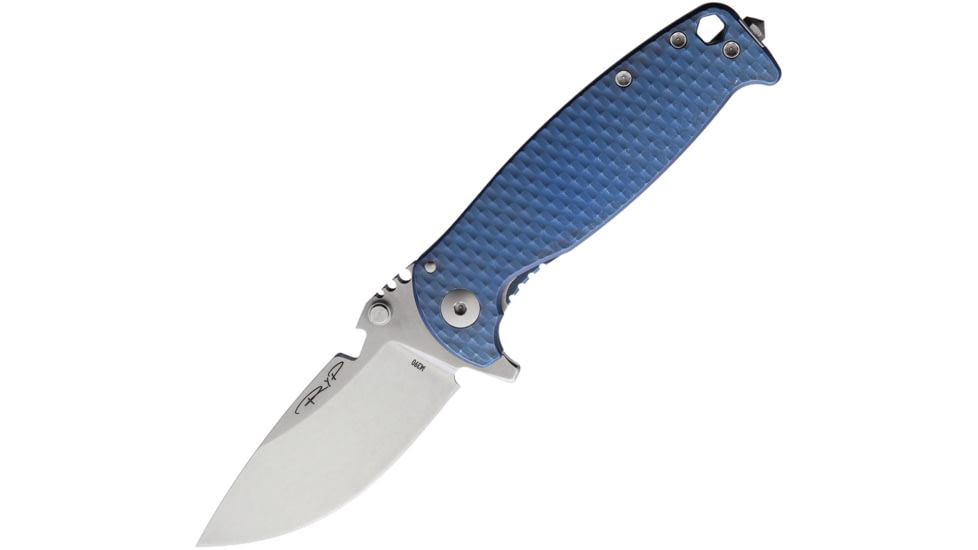 DPx Gear HEST-F Framelock Folding Knife, Blue, Blue textured titanium handle, DPHSF010