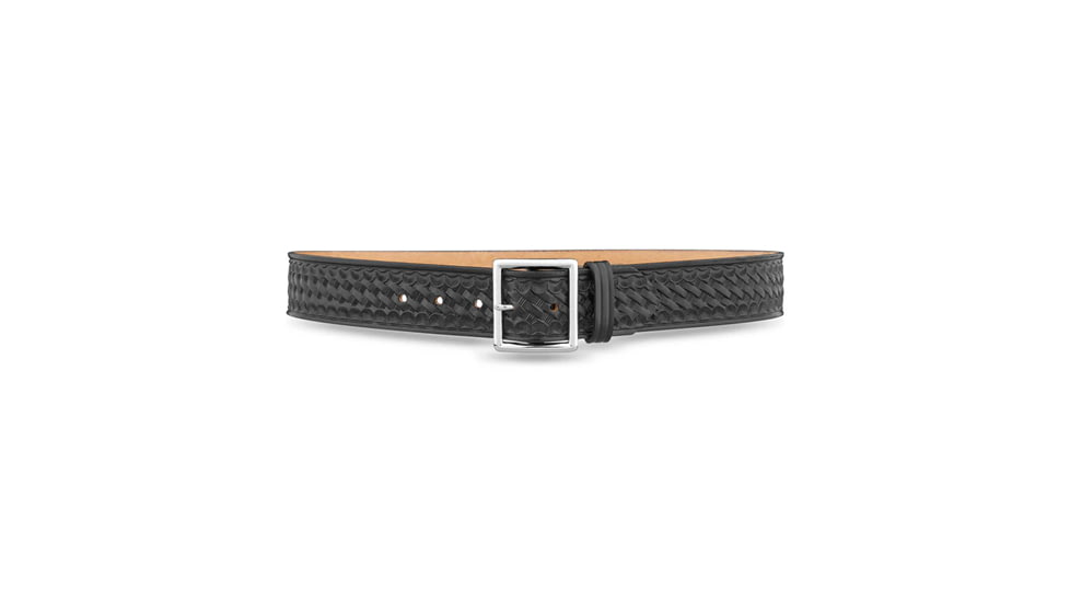 1-3/4" Basketweave Leather Garrison Belt with Nickel Buckle