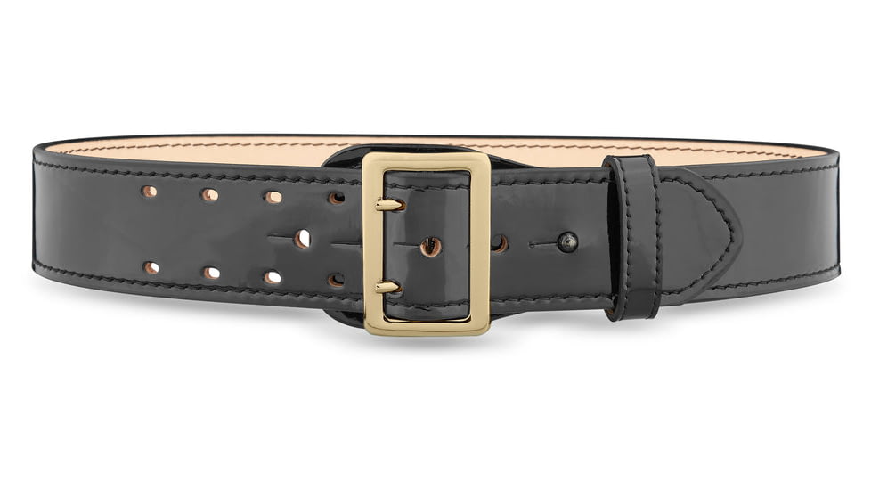 DutyMan 2-1/4inch High-gloss Leather Sam Browne 2-row Stitch Duty Belt With Gold Buckle DTY-1031-38-9002