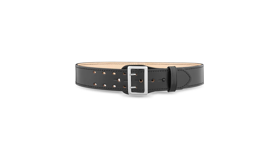 2-1/4&quot; Plain Leather Sam Browne 2-Row Stitch Duty Belt with Nickel Buckle