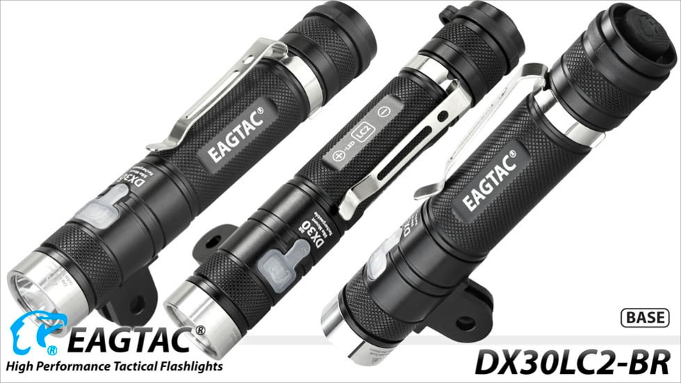 EAGTAC DX30LC2-BR Rechargeable Flashlight, XP-L HI V2 NW LED, 1084lm, Black, DX30LC2BR-XPLHINW-BASE