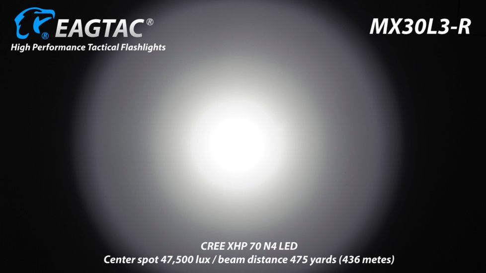 Eagtac Rechargeable MX30L3-R XHP70 4625 Lumens LED Flashlight Kit, Black, Medium, MX30L3RXHP70KIT