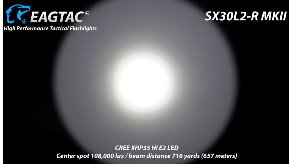 EAGTAC SX30L2-R MK II Flashlight, XHP35 HD CW LED, 2000lm, Black, Medium 4135