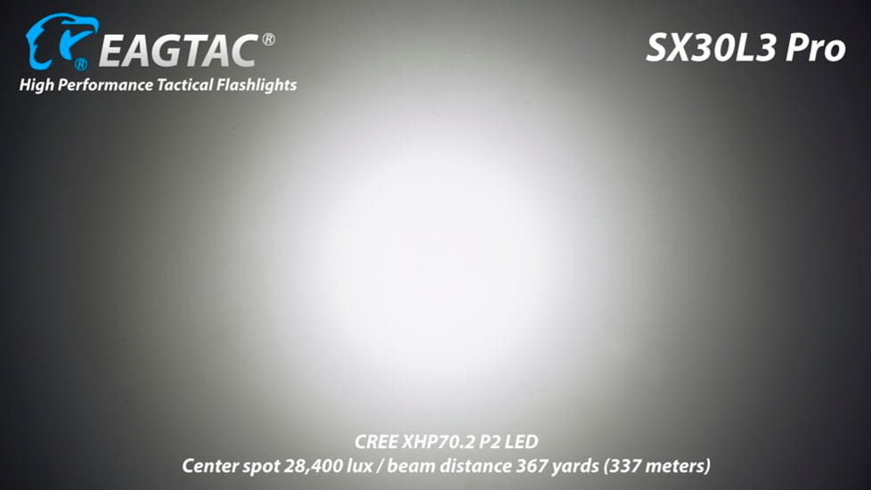 EAGTAC SX30L3 Pro Flashlight, XHP70.2 CW LED, 4350lm, Black, SX30L3-XHP702-PRO-CW