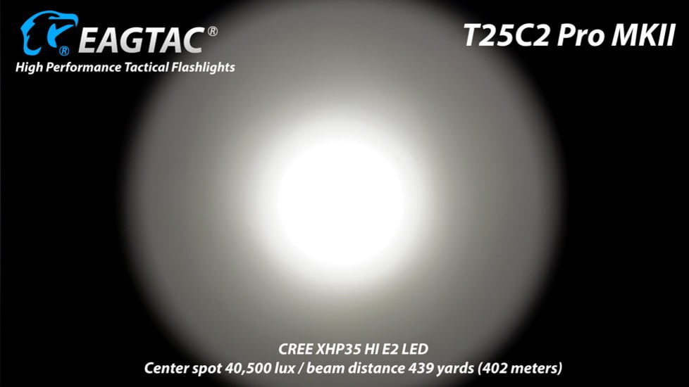 EAGTAC T25C2 MKII Pro Flashlight, XHP35 HD NW LED, 1860lm, Black, T25C2-MKII-XHP35-HD-PRO-NW