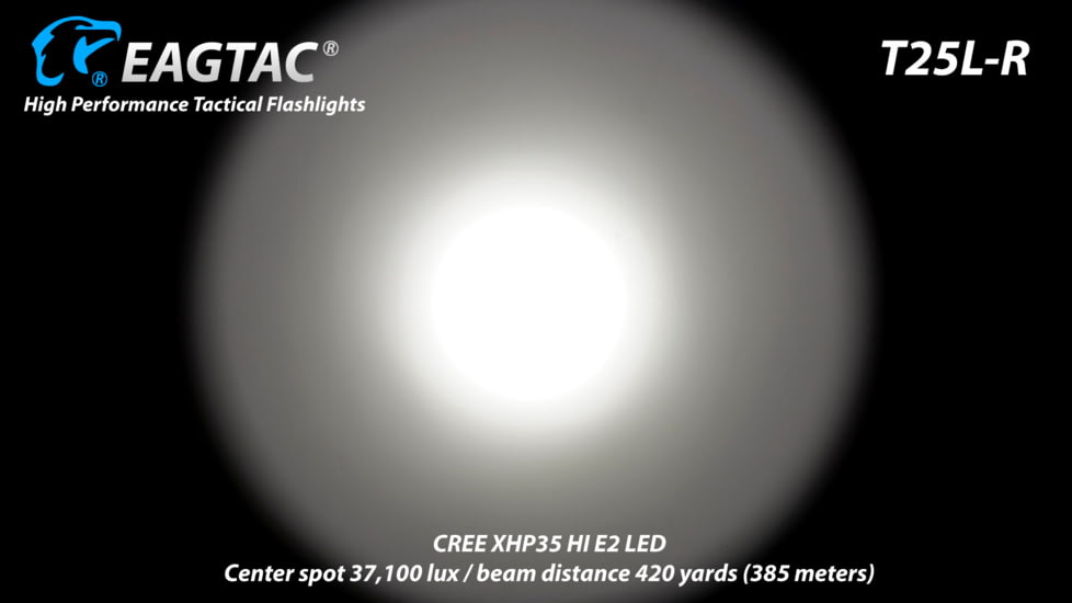 EAGTAC T25L-R Base Flashlight, XHP35 HI NW LED, 1750lm, Black, T25LR-XHP35-HI-BASE-NW