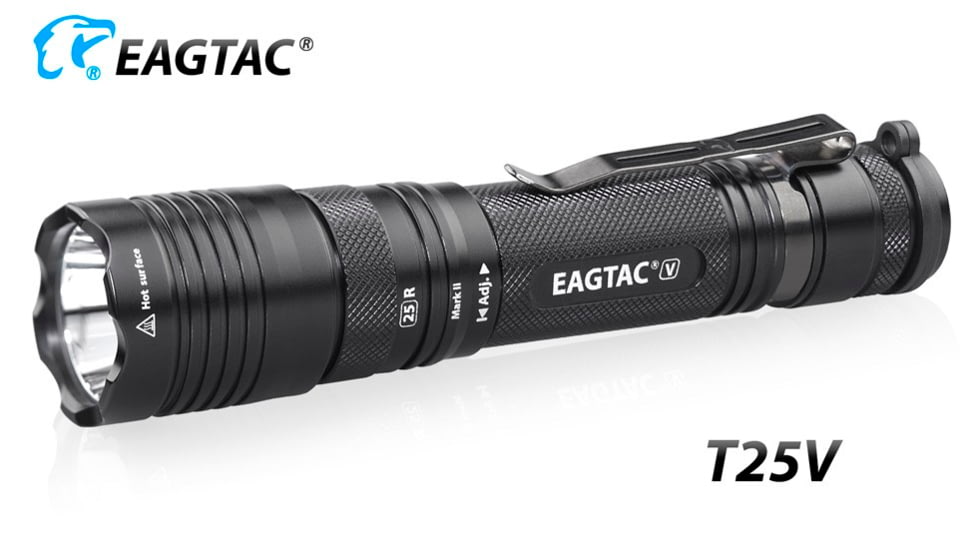 EAGTAC T25V XHP70.2 Flashlight, 21700 5000mAh li-ion, NW LED, 2990 Lumen, Black, T25V-XHP702-NW