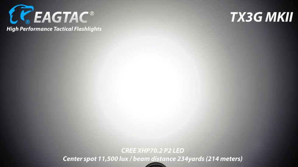 EAGTAC TX3G MKII Base Flashlight, XHP70.2 CW LED, 3550lm, Black, Medium 4269