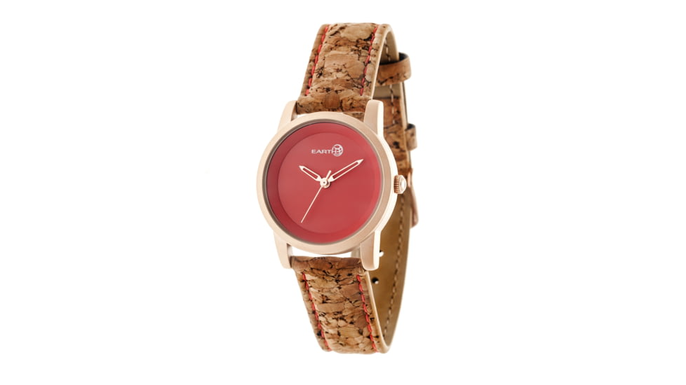 Canopies Wood Watch,33mm,Red Dial,Khaki/Tan Leather Band