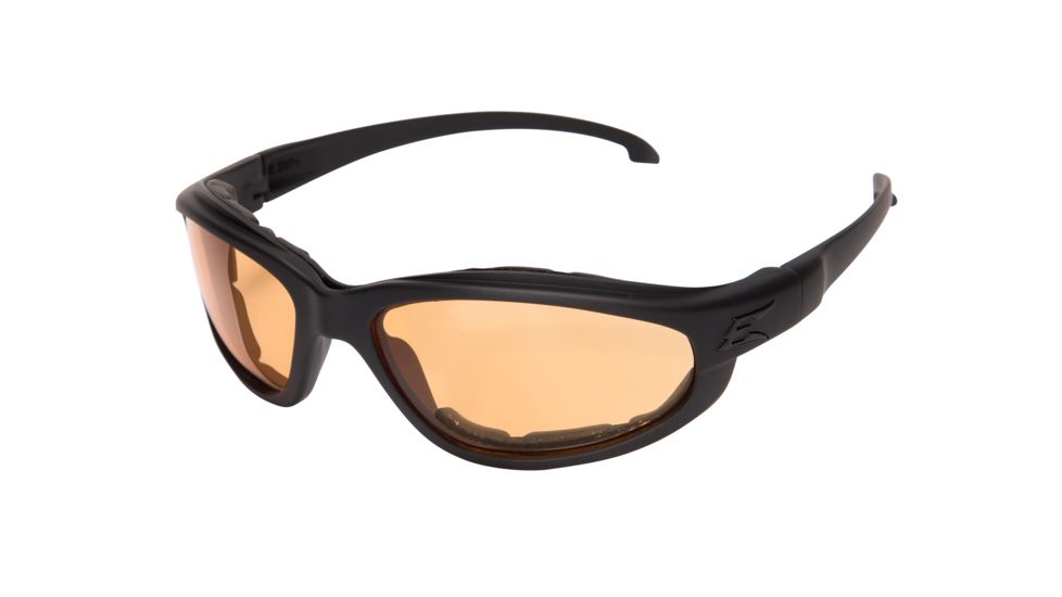 Edge Eyewear Falcon Thin Temple Sunglasses, Soft-Touch Matte Black Frame / Tiger's Eye Vapor S, GSF610-TT