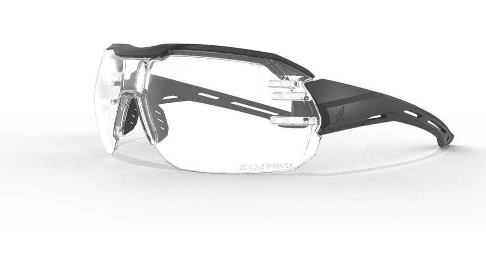 Edge Eyewear Kabru Safety Glasses, Black Frame w/ Black TPR/ Vapor Shield Clear Lenses, Standard, NSN XKB111VS, XKB111VS