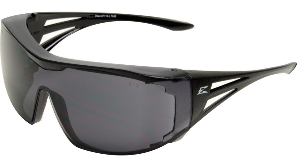 Edge Eyewear Ossa Fit Over Safety Glasses Black Frame Large Smoke Lens Xf116 L