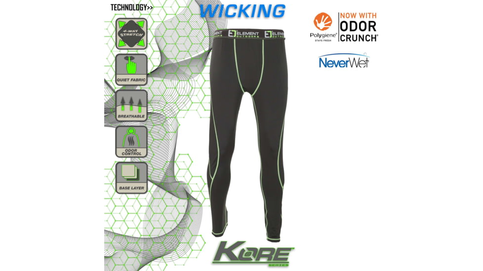 Element Outdoors Kore Series Lightweight Long Underwear - Mens, BLACK, Large, KS-LLU-L-BK