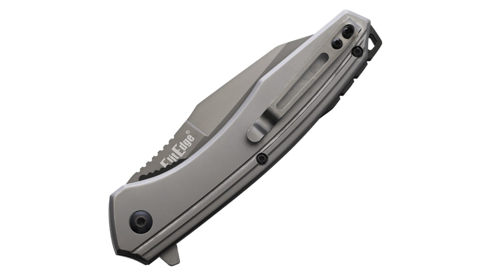 ElitEdge A/O Ti Gray Folding Knife, 4.75in Closed, 3.75in Gray Titanium Coated 420 Stainless Blade, Gray Titanium Stainless Handle, 10-A82HGY