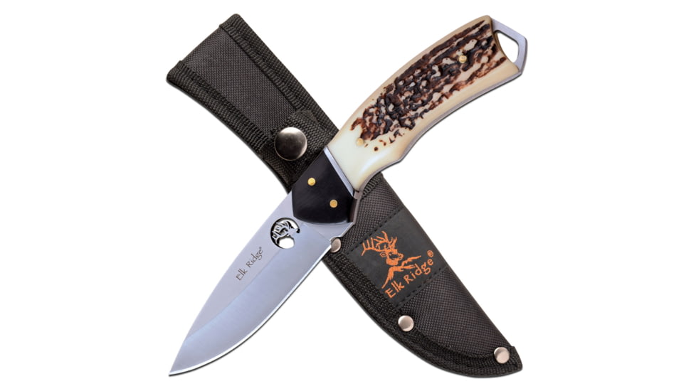 Elk Ridge Drop Point Fixed Blade Knife, 3.5 in, 3Cr13 Stainless Steel Stainless Steel, White, ER-200-21JB