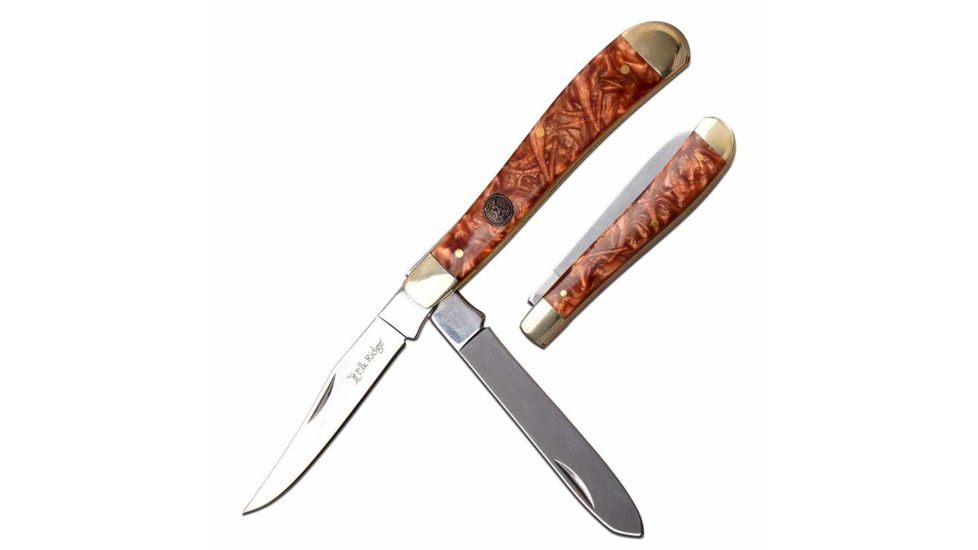 Elk Ridge ER-954BR Manual Folding Knife, 3in, 3CR13 Stainless Steel, Spey, Steel Blade, Nickle/Resin, ER-954BR