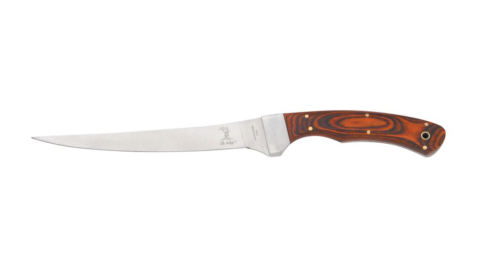 Elk Ridge Fillet Fixed Blade Knife, 6.875in, Stainless Blade, Laminated Wood Handle ER028