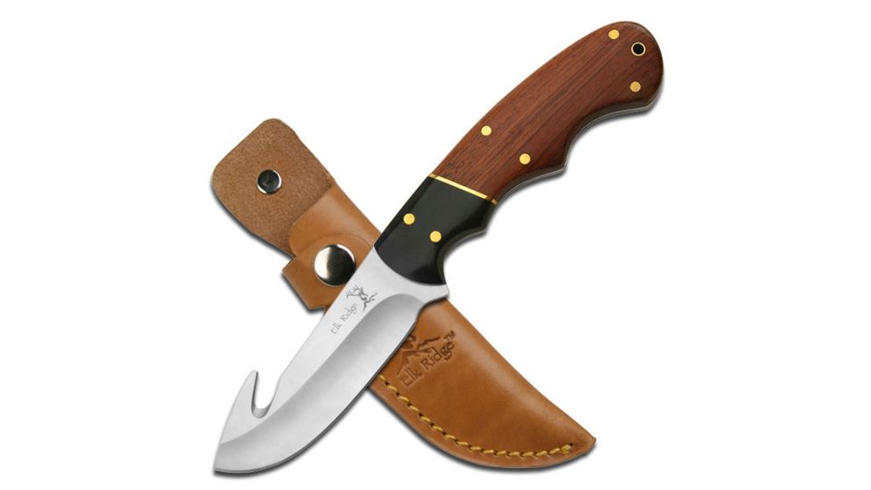 Elk Ridge Fixed Blade, 7.5in, Stainless Steel Blade, Two Tone Wood Handle ER-198