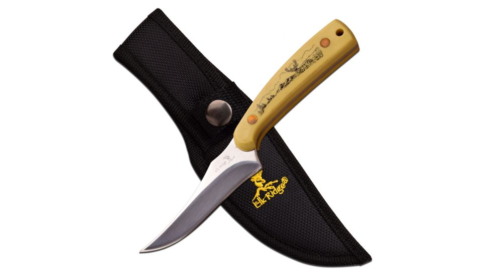 Elk Ridge Fixed Blade, 7in, Stainless Steel Blade, Polished Brown  Handle ER-299IV