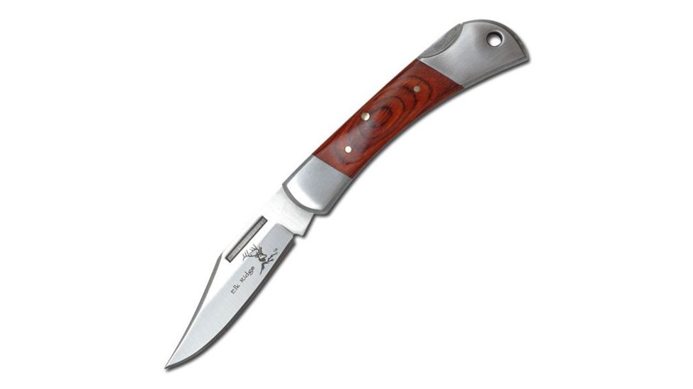 Elk Ridge Folding Blade, 2.25in, Stainless Steel Blade, Brown Pakkawood Inlay Handle ER-123W