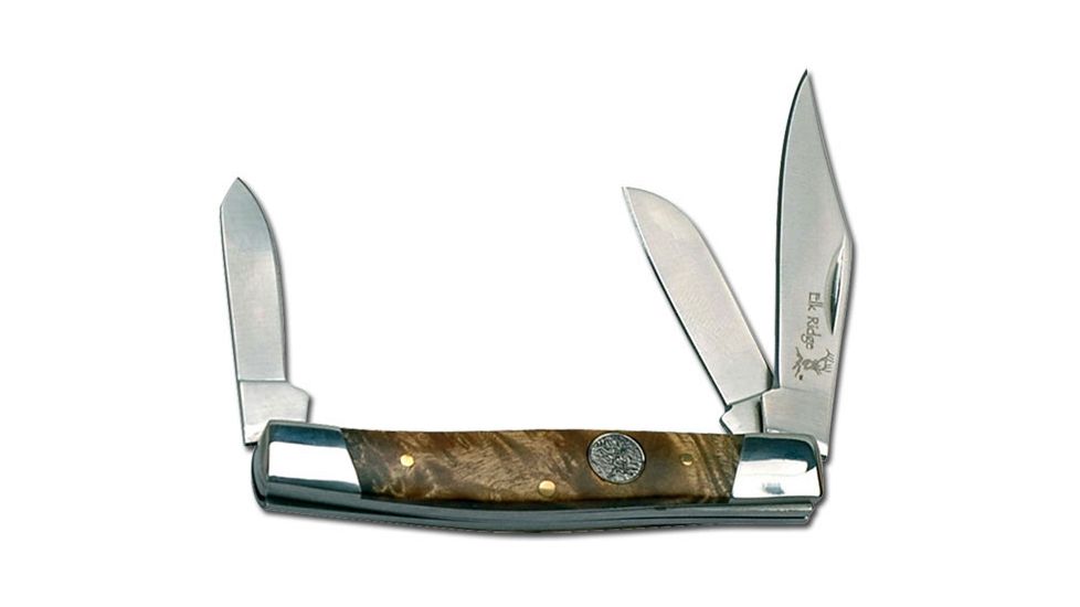 Elk Ridge Folding Blade, 2.75in, Stainless Steel Blade, Maple Burl Wood Handle ER-043BW