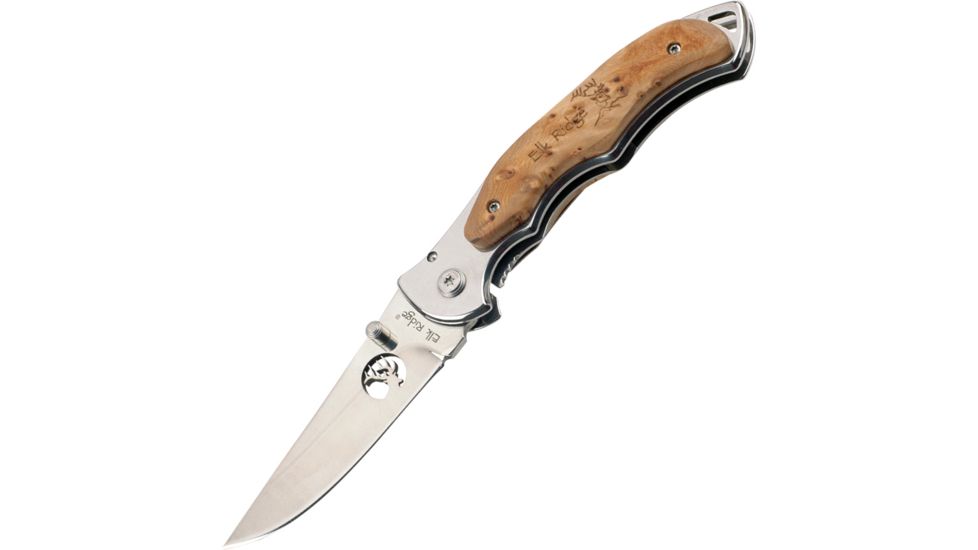 Elk Ridge Maple Framelock Folding Knife,3in,Mirror Polish 440 Stainless Blade ,Mirror Polished Stainless Handle ER519