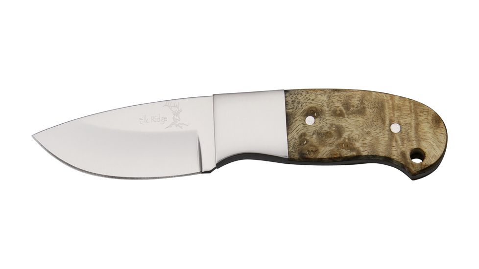 Elk Ridge Mini Hunter Fixed Blade Knife, 2.25in, Stainless Blade, Burl Wood Handle ER111