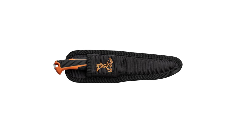 Elk Ridge Trek Fixed Blade Caping Knife, 4in, Stainless Steel 8Cr13MoV, Drop Point, Black/Orange Handle, ER-TKFIX003CS