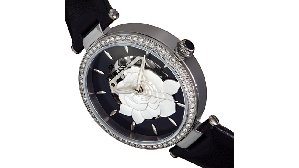 Empress Anne Automatic Semi-Skeleton Leather-Band Watch, Black, One Size, EMPEM3101