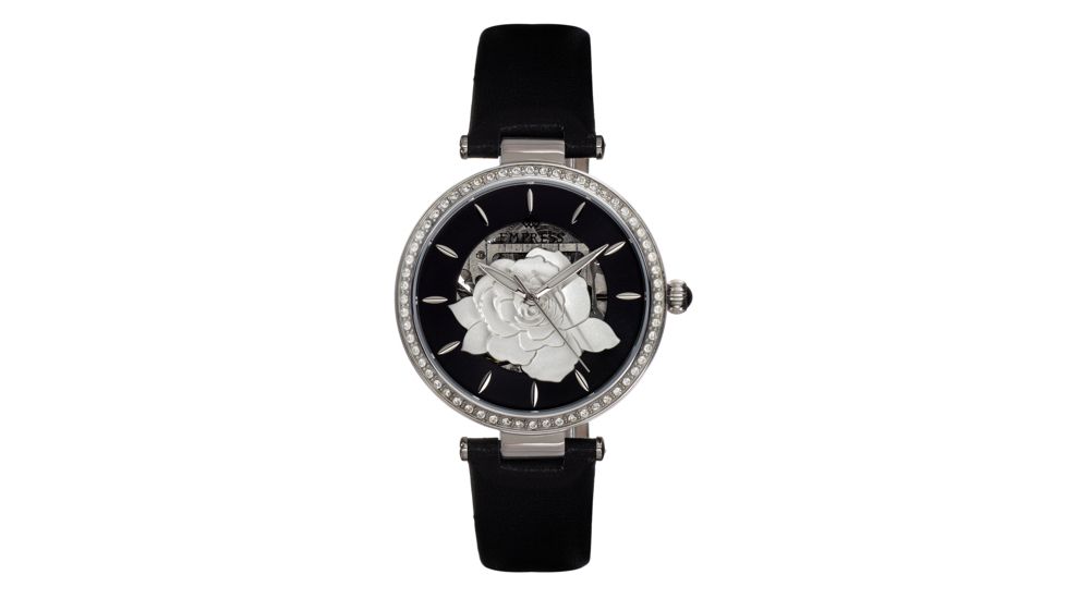 Empress Anne Automatic Semi-Skeleton Leather-Band Watch, Black, One Size, EMPEM3101