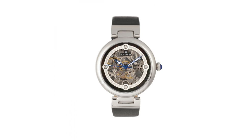 Empress Adelaide Automatic Skeleton Leather-Band Watch, Black, EMPEM2504