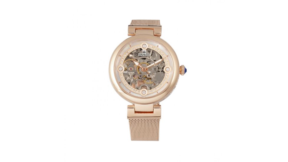 Empress Adelaide Automatic Skeleton Mesh-Bracelet Watch, Rose Gold, EMPEM2503