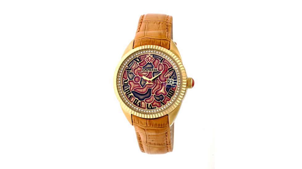 Empress Helena Leather Band Watch, Multicolor/Camel EMPEM1805