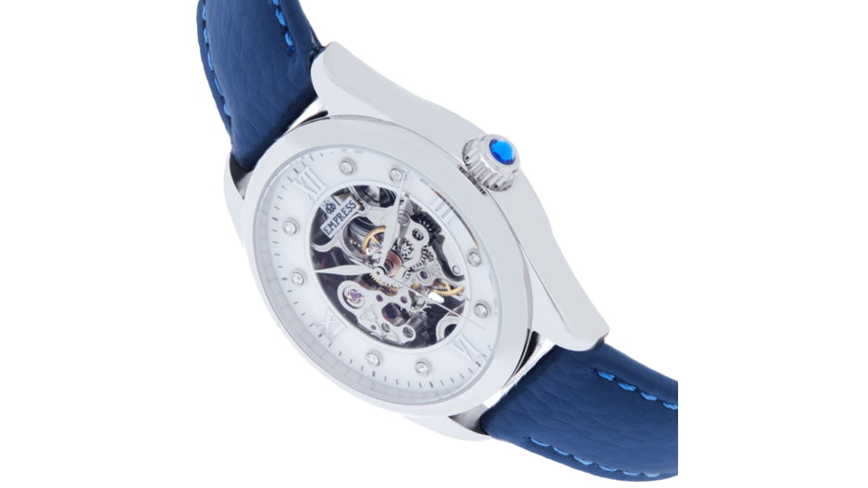 Empress Magnolia Automatic MOP Skeleton Dial Bracelet Watch - Womens, Blue/Silver, One Size, EMPEM3604