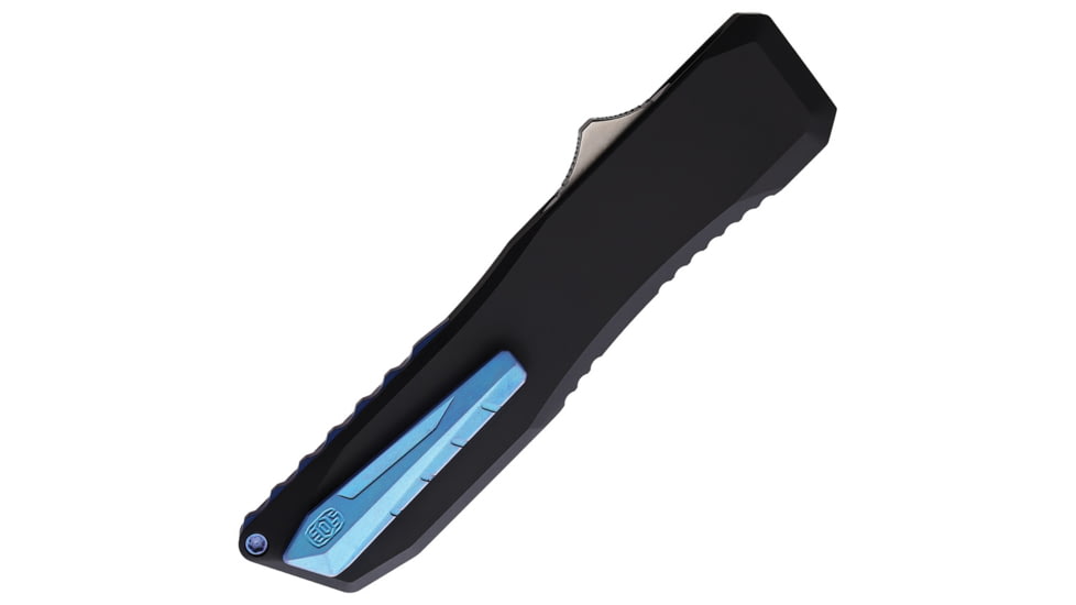 EOS Auto Harpoon OTF Automatic Folding Knife, 3.75in, CPM-20CV Stainless, Tanto Blade, Black/Blue Anodized Aluminum Handle, EOS121