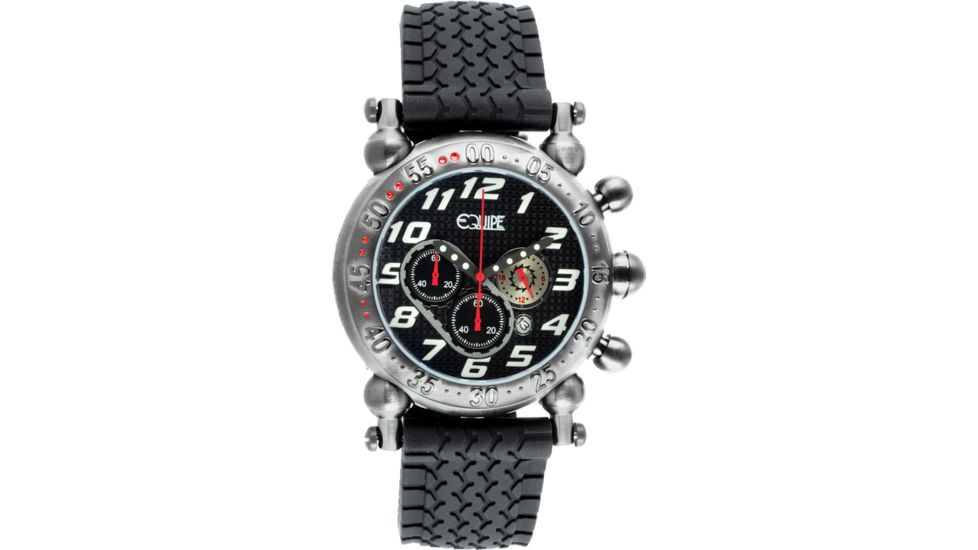 Equipe E106 Balljoint Mens Watch - Silver Case, Black Dial, Rubber Strap