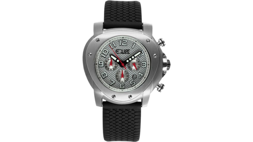 Equipe E201 Grille Mens Watch - Black Strap, Silver Case, Silver Dial
