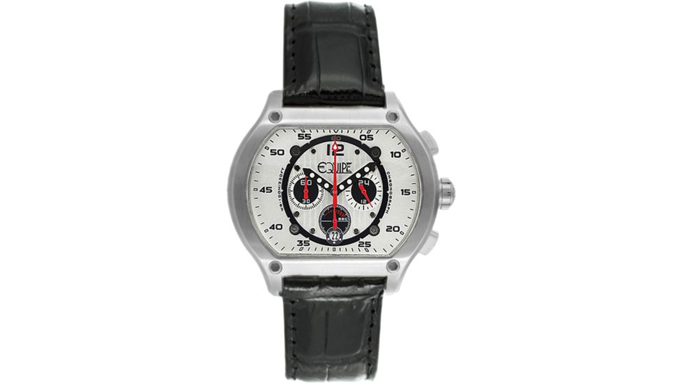 Equipe E713 Dash Mens Watch - Black Leather Strap, White/Back Dial