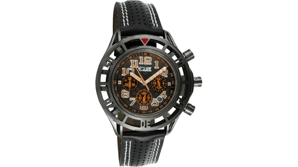 Equipe E805 Chassis Mens Watch - Black Strap, Black Case, Black/Rosegold Dial