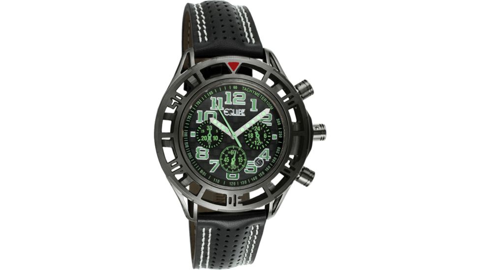 Equipe Chassis Watches - Men's - 58mm Case, Quartz Movement, Black/Green, One Size, EQUE806