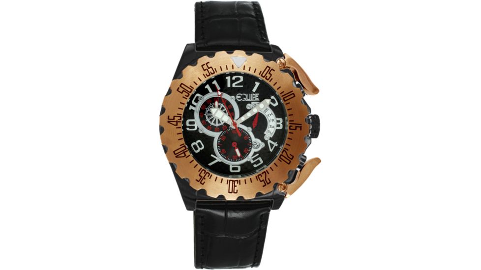 Equipe Q301 Paddle Watches - Men's - Timer, Date, and Weekday Subdials, Quartz, Black/Rose Gold, One Size, EQUQ304