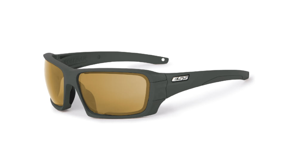 ESS Rollbar Tactical Sunglasses, Stealth Olive Frame, Hi-Def Bronze/Gray Lenses, Silver Logo, EE9018-16