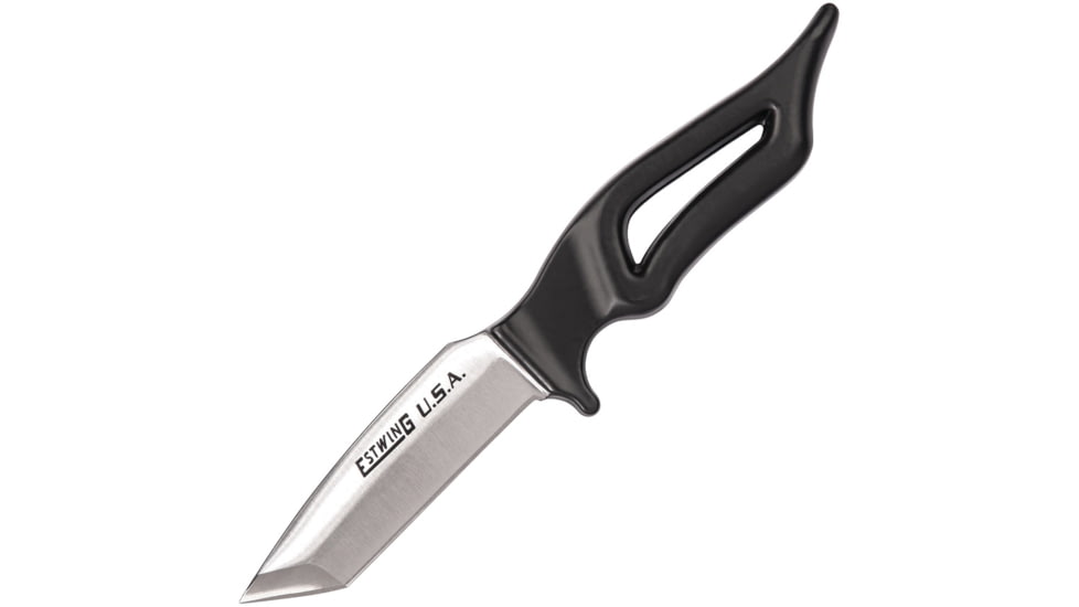 Estwing TK-4 Bowie Knife, 9.25in Overall, 4in Satin Tanto Blade, Black Powder Coated Handle, Forged Out Of One Piece Of Us Steel, Black Nylon Sheath, ETK4