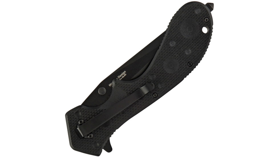 ETE Wortac Linerlock A/O Folding Knife, 6in Closed, 4in Black Titanium Finish D2 Tool Steel Modified Clip Point Blade, Black G10 Handle, 7.8Oz, Designed By Kelly Worden, ETEK1600