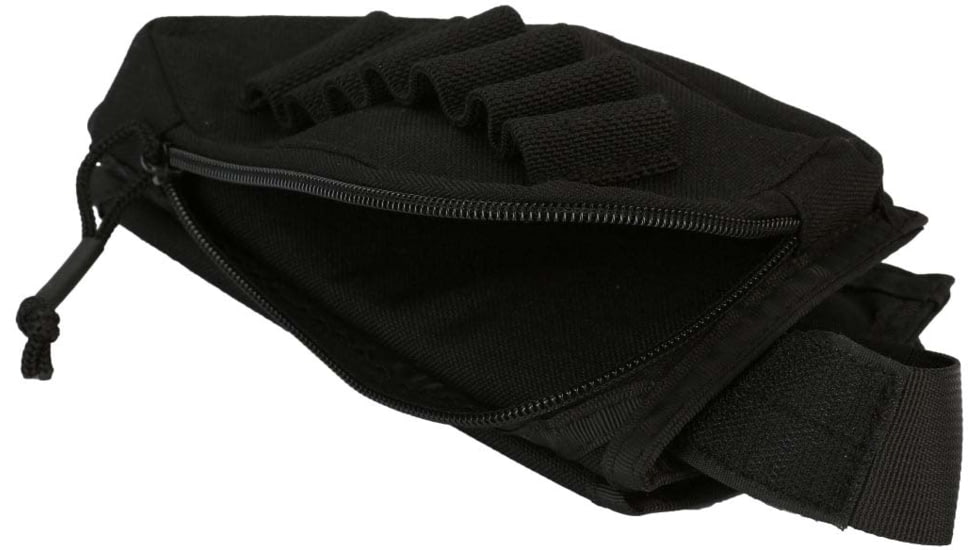 Evolution Outdoor Tactical Rifle Cheek Rest, Ammo Carrier, Polyester, Zippered Utility Pouch, Clear Pocket, Black