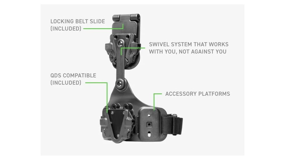 Alien Gear Holsters Rapid Force Expansion Dynamic Drop Leg Holster With Locking Belt Slide w/ Standard Strap w/Standard Buckle w/Bag Packaging, Matte Black, RFX-DD-BK-LBS-S-LK-B