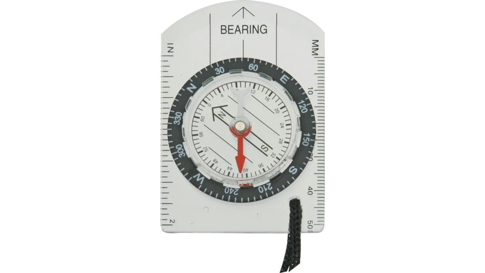 Explorer Baseplate Compass, Measures 2 3/4in X 2in, Clear Acrylic Construction With Black Cord Lanyard, Black, EXP25