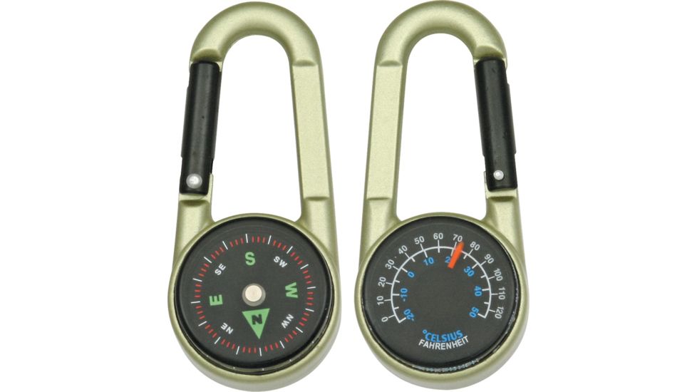 Explorer Carabiner Compass w/ Black Face and thermometer, Bronze Casing EXP23